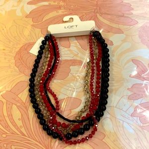 NWT Loft multicolor burgundy beaded choker necklace